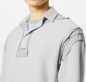 Maison Margiela Grey Cotton Four Stitch Reversed Polo Jumper 5