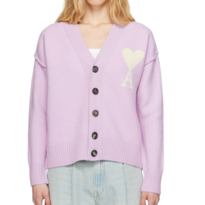 Ami Paris Purple Wool Ami de Coeur Cardigan 4