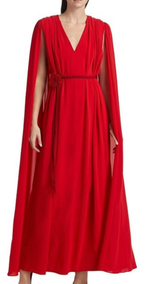 Alice + Olivia Women's Red Zenaida Maxi Cape Dress 4