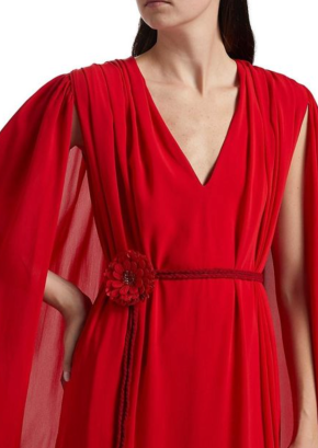 Alice + Olivia Women's Red Zenaida Maxi Cape Dress 5