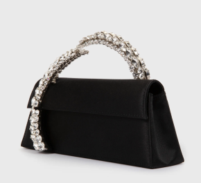 L'alingi Black Karma Clutch Stone-Encrusted Satin Clutch 2