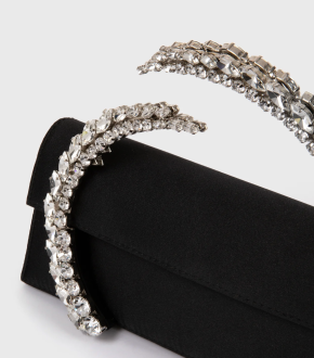 L'alingi Black Karma Clutch Stone-Encrusted Satin Clutch 5