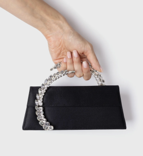 L'alingi Black Karma Clutch Stone-Encrusted Satin Clutch 4