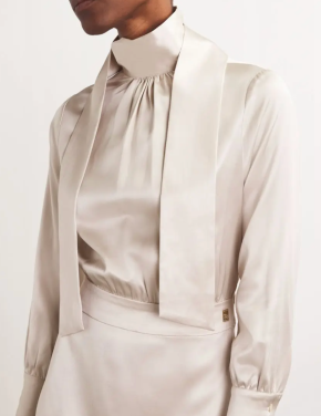 Colombo Beige Silk Midi Dress 5