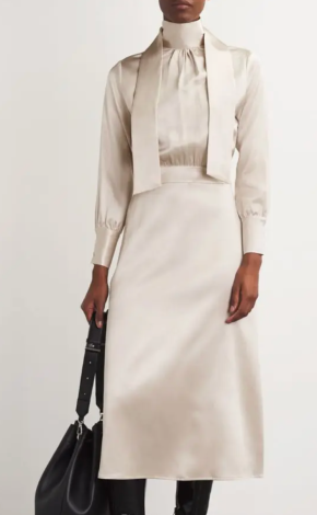 Colombo Beige Silk Midi Dress 5