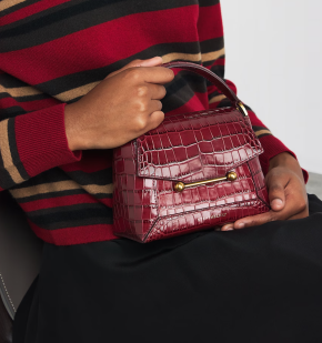 Strathberry Croc-Embossed Leather Mosaic Nano Satchel Bag 3