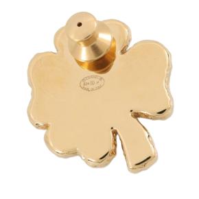 Chanel CC Gold Plated Resin Clover Brooch 3