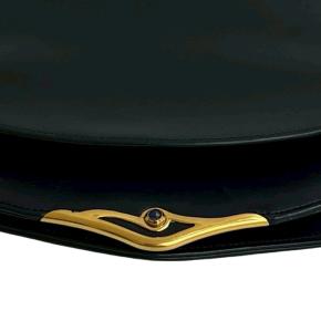 Cartier Black Leather Sapphire Chain Crossbody 5