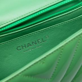 Chanel Green Mini Rectangular Classic Chevron Patent Single Flap 5