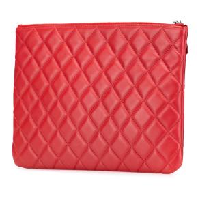 Chanel Red Medium Quilted Lambskin O Case Clutch 2