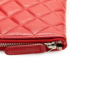 Chanel Red Medium Quilted Lambskin O Case Clutch 7
