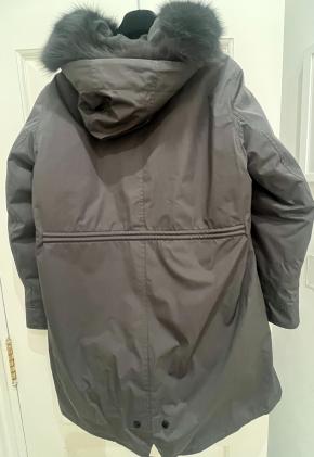 Yves Salomon Grey Fur Lined Fox Trim Hooded Parka 2