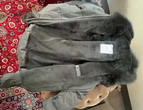 Yves Salomon Grey Fur Lined Fox Trim Hooded Parka 11