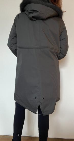 Yves Salomon Grey Fur Lined Fox Trim Hooded Parka 15