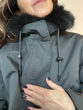 Yves Salomon Grey Fur Lined Fox Trim Hooded Parka 19