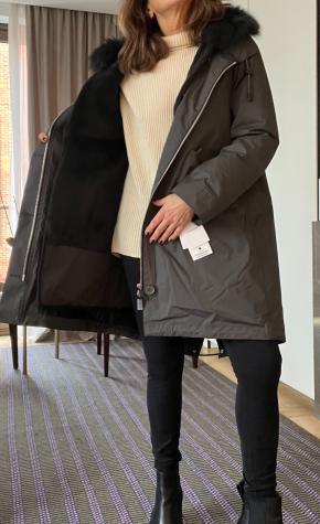 Yves Salomon Grey Fur Lined Fox Trim Hooded Parka 16