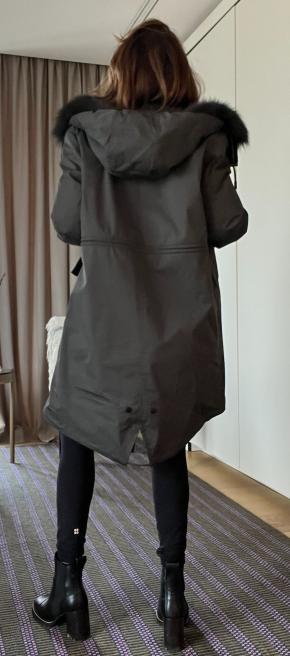 Yves Salomon Grey Fur Lined Fox Trim Hooded Parka 17