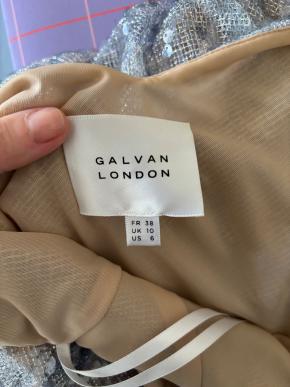 Galvan Silver Sequin Evening Dress 5