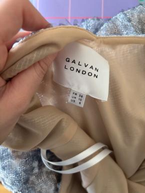 Galvan Silver Sequin Evening Dress 6