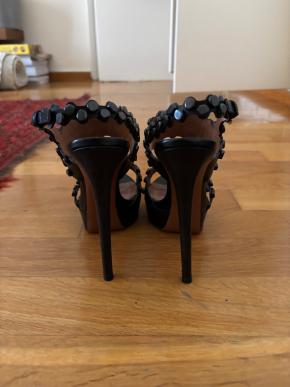 Alaia Navy Blue Platform Sandals 4