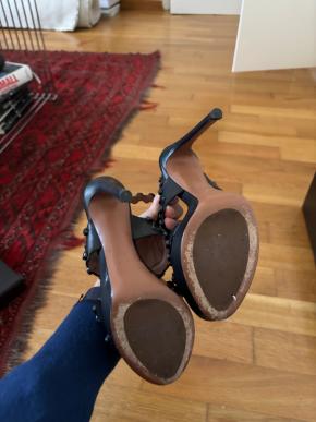 Alaia Navy Blue Platform Sandals 5
