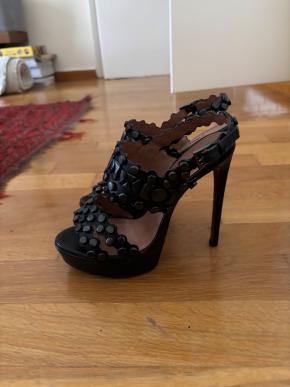 Alaia Navy Blue Platform Sandals 3