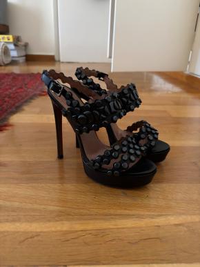 Alaia Navy Blue Platform Sandals 2