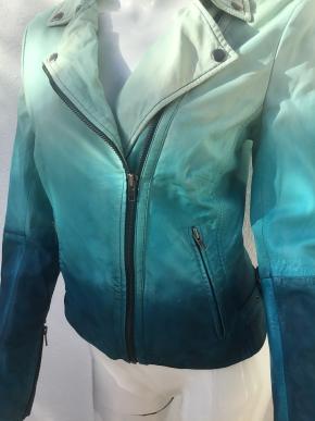 Muubaa Blue Ombre Leather Biker Jacket 4