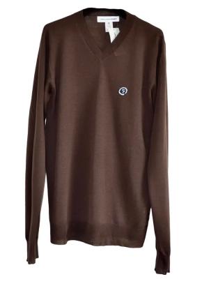 Comme Des Garcons Brown Wool V Neck Jumper 5