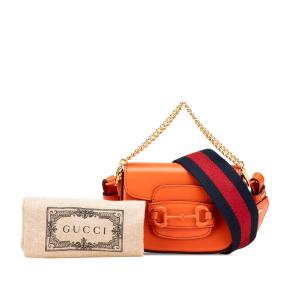 Gucci Orange Mini Leather Horsebit 1955 Web Satchel 14