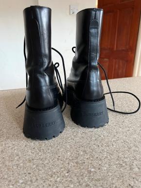 Burberry Black Leather Biker Boots 5