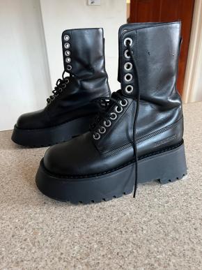 Burberry Black Leather Biker Boots 4