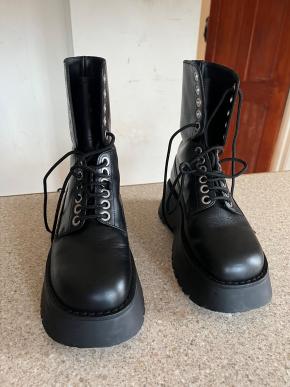 Burberry Black Leather Biker Boots 3