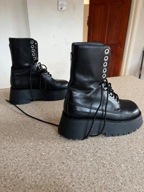 Burberry Black Leather Biker Boots 2