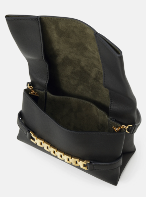Victoria Beckham Black Mini Leather Chain Pouch 3