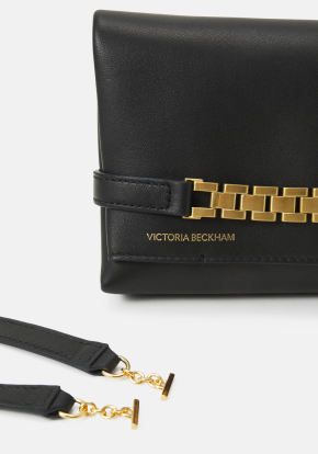 Victoria Beckham Black Mini Leather Chain Pouch 4