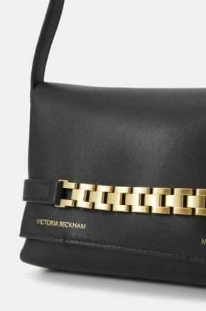 Victoria Beckham Black Mini Leather Chain Pouch 6