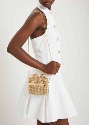 Self Portrait Crystal-Embellished Satin Box Clutch 2