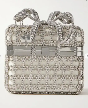 Self Portrait Crystal-Embellished Satin Box Clutch 2