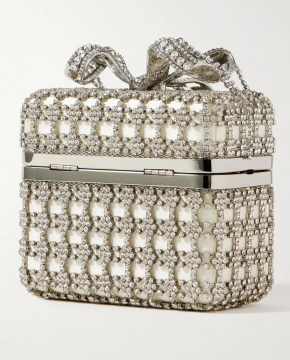 Self Portrait Crystal-Embellished Satin Box Clutch 5