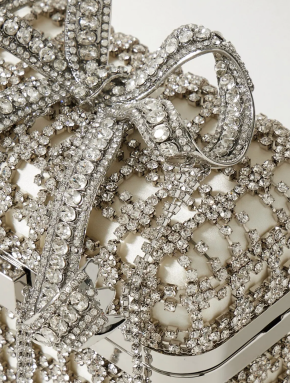 Self Portrait Crystal-Embellished Satin Box Clutch 6