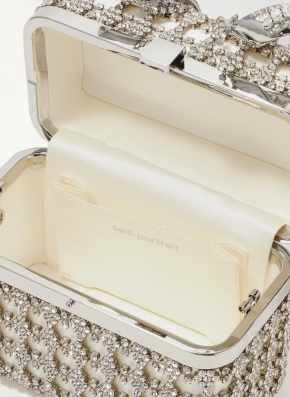 Self Portrait Crystal-Embellished Satin Box Clutch 3