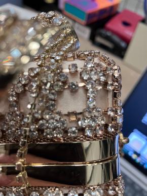 Self Portrait Crystal-Embellished Satin Box Clutch 8