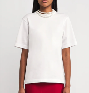 Carven Faux Pearl-Neck T-Shirt 3