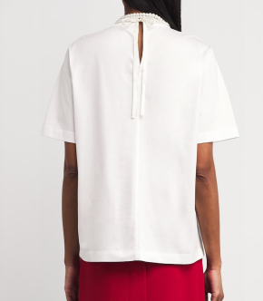 Carven Faux Pearl-Neck T-Shirt 6