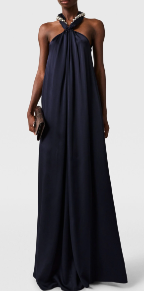 Stella McCartney Navy Satin Embellished Gown 2