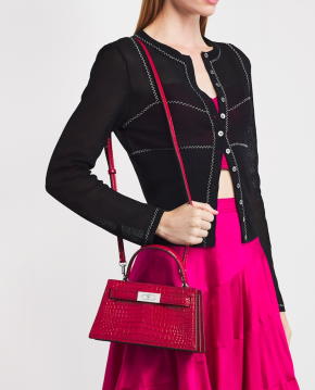 Tory Burch Mini Croc Leather Lee Radziwill Top-Handle Bag 6