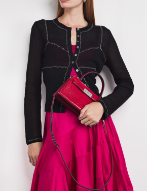 Tory Burch Mini Croc Leather Lee Radziwill Top-Handle Bag 4