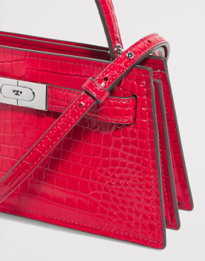 Tory Burch Mini Croc Leather Lee Radziwill Top-Handle Bag 7