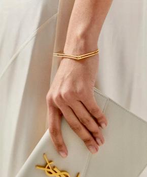 Saint Laurent Polished Brass Bangle 4